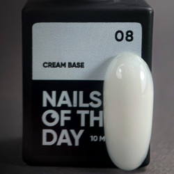 Base Cream 08 NAILS OF THE DAY NUEVA Fórmula, base de camuflaje de color blanco lechoso, 10 ml