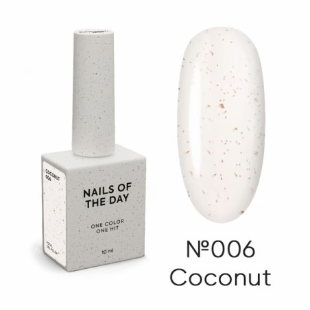 Esmalte Semipermanente Let's special Coconut NAILSOFTHEDAY, blanco lechoso con foil dorado, 10ml