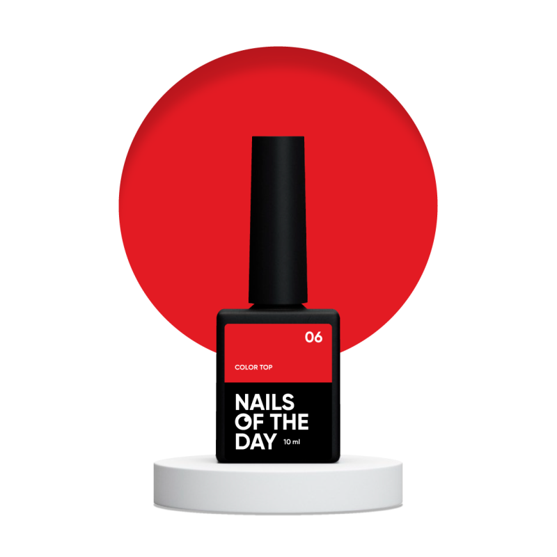 Color Top 06 NAILSOFTHRDAY, top de color clásico rojo intenso, sin capa adhesiva,10ml