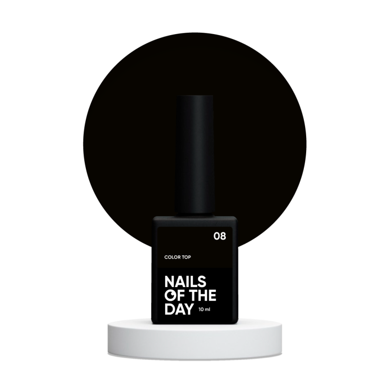 Color Top 08 NAILSOFTHRDAY, top de color negro, sin capa adhesiva,10ml