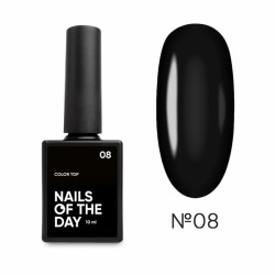 Color Top 08 NAILSOFTHRDAY, top de color negro, sin capa adhesiva,10ml
