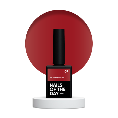 Color Top Vitrage 07 NAILSOFTHRDAY, top de color burdeos translúcido, sin capa adhesiva,10ml
