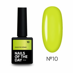 Color Top Vitrage 10 NAILSOFTHRDAY, top de color amarillo neón translúcido, sin capa adhesiva,10ml