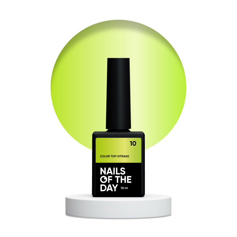Color Top Vitrage 10 NAILSOFTHRDAY, top de color amarillo neón translúcido, sin capa adhesiva,10ml