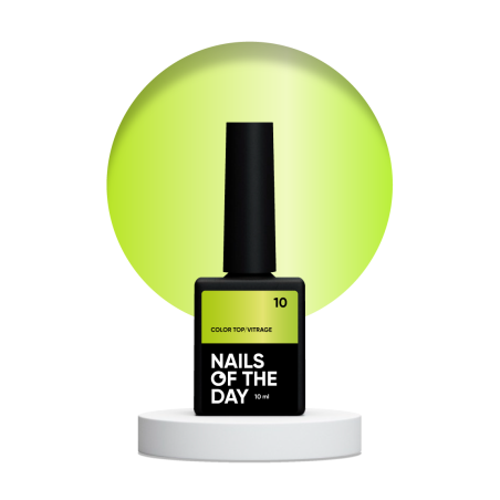 Color Top Vitrage 10 NAILSOFTHRDAY, top de color amarillo neón translúcido, sin capa adhesiva,10ml