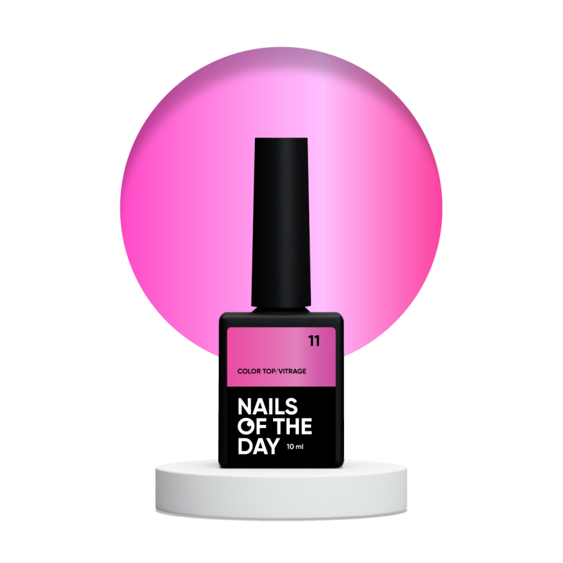 Color Top Vitrage 11 NAILSOFTHRDAY, top de color rosa brillante translúcido, sin capa adhesiva,10ml