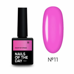 Color Top Vitrage 11 NAILSOFTHRDAY, top de color rosa brillante translúcido, sin capa adhesiva,10ml