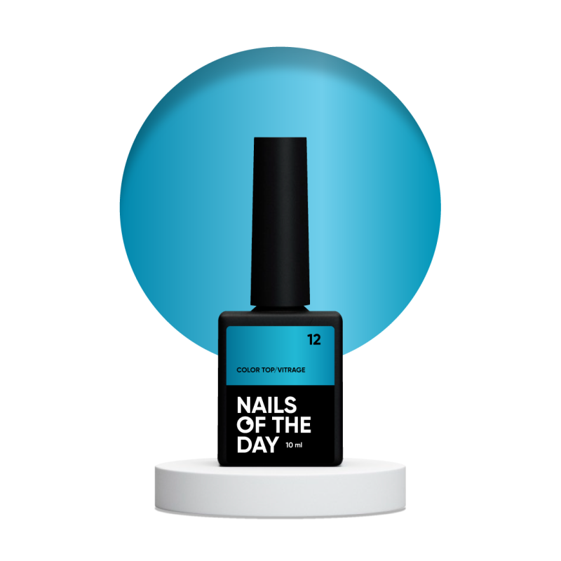 Color Top Vitrage 12 NAILSOFTHRDAY, top de color azul intenso translúcido, sin capa adhesiva,10ml