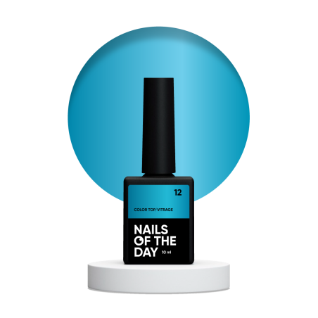 Color Top Vitrage 12 NAILSOFTHRDAY, top de color azul intenso translúcido, sin capa adhesiva,10ml