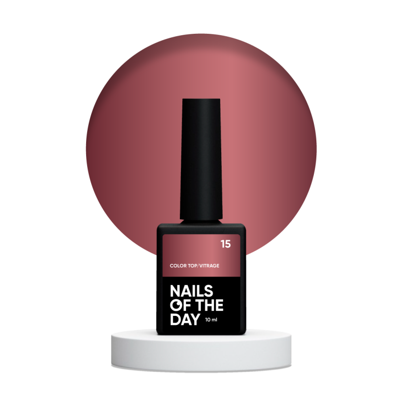 Color Top Vitrage 15 NAILSOFTHRDAY, top de color marrón translúcido, sin capa adhesiva,10ml