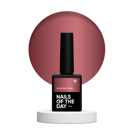 Color Top Vitrage 15 NAILSOFTHRDAY, top de color marrón translúcido, sin capa adhesiva,10ml