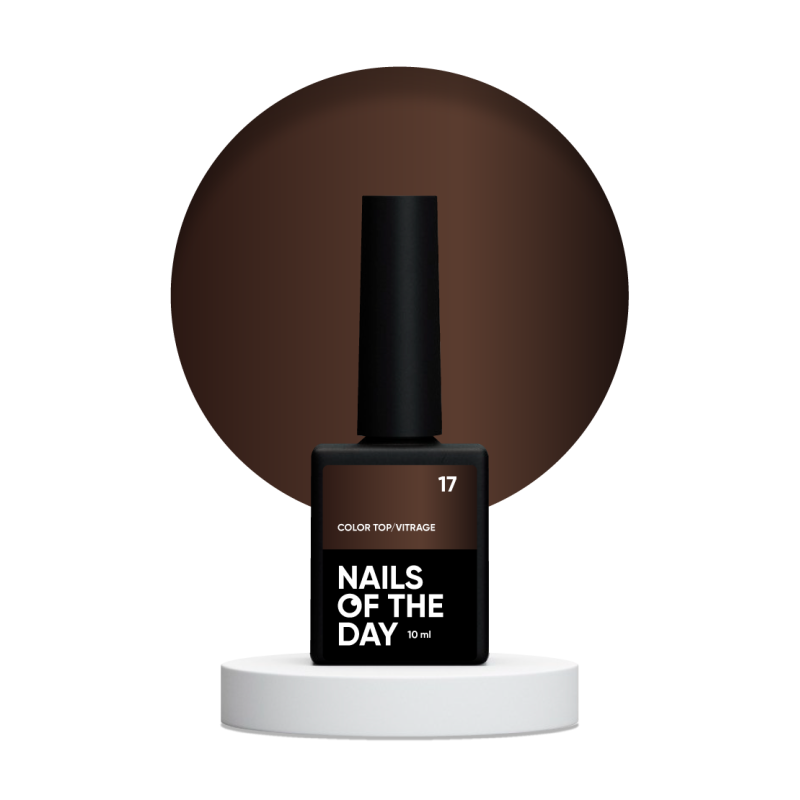 Color Top Vitrage 17 NAILSOFTHRDAY, top de color Chocolate Oscuro translúcido, sin capa adhesiva,10ml