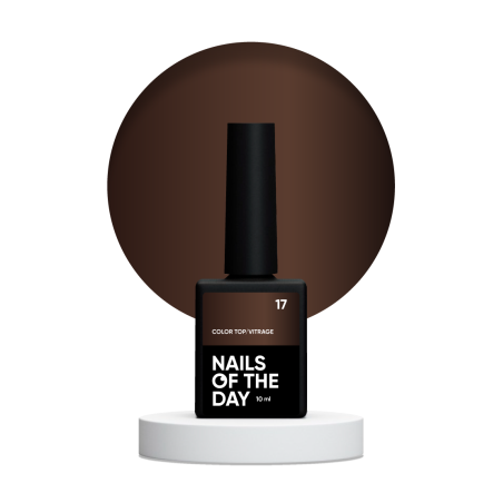Color Top Vitrage 17 NAILSOFTHRDAY, top de color Chocolate Oscuro translúcido, sin capa adhesiva,10ml