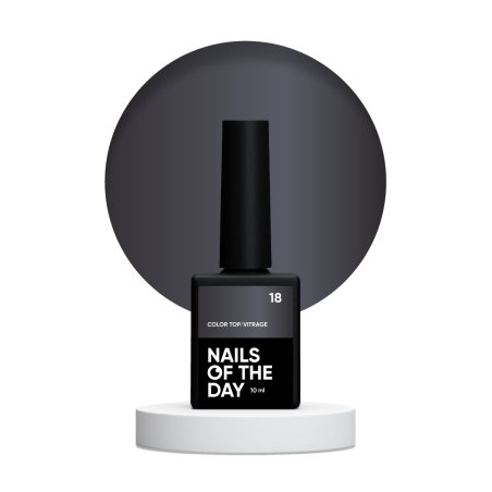 Color Top Vitrage 18 NAILSOFTHRDAY, top de color gris grafito-negro translúcido, sin capa adhesiva,10ml