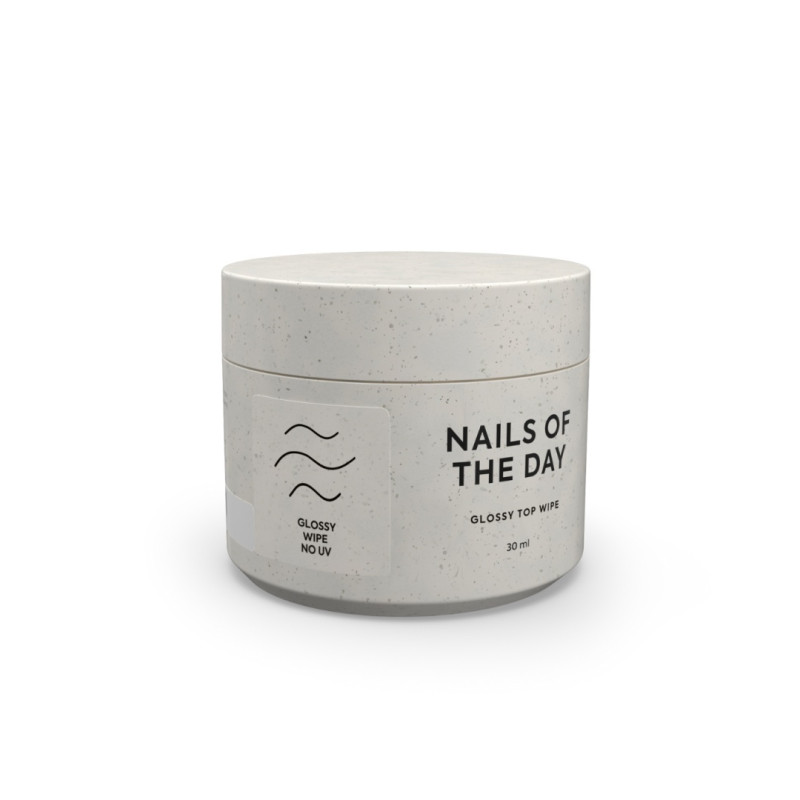 Top Glossy Wipe NAILS OF THE DAY, top brillante con capa pegajosa y sin filtros UV, 30 ml