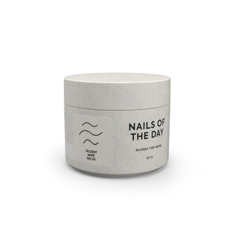 Top Glossy Wipe NAILS OF THE DAY, top brillante con capa pegajosa y sin filtros UV, 30 ml