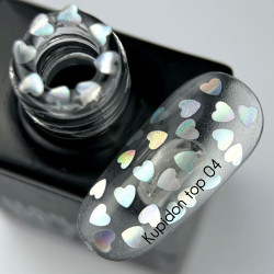 Top Kupidon 04 NAILS OF THE DAY, con corazones holográficos, sin capa adhesiva, 10 ml