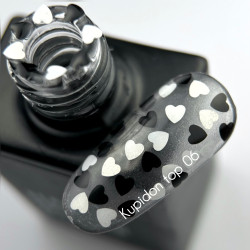 Top Kupidon 06 NAILS OF THE DAY, con corazones blancos y negros, sin capa adhesiva, 10 ml