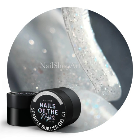 Sparkle Builder Gel 01 NAILSOFTHENIGHT, plateado,15 ml