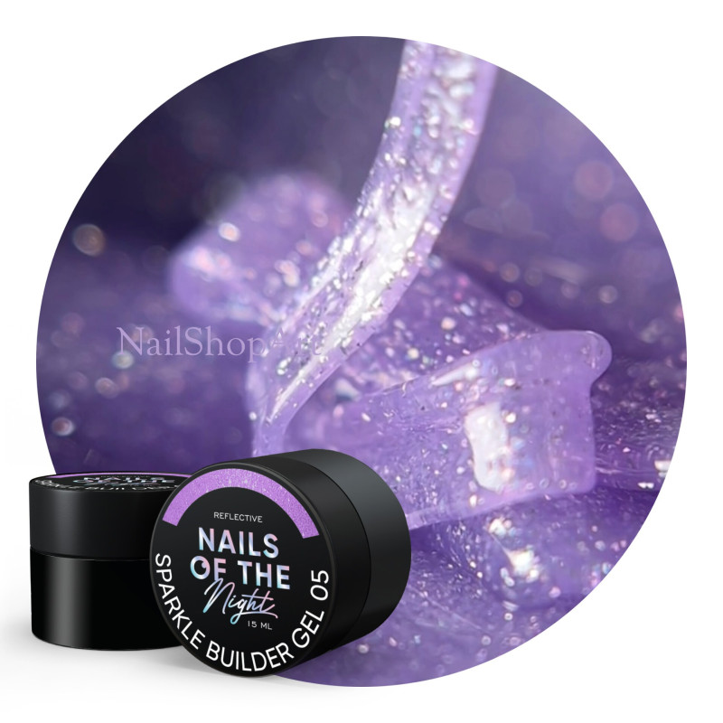 Sparkle Builder Gel 05 NAILSOFTHENIGHT, violeta,15 ml
