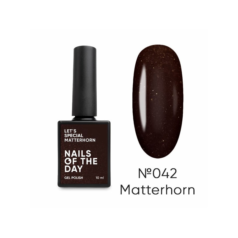Esmalte semipermanenete Let's special Matterhorn Nailsoftheday, color marrón chocolate con brillo dorado, 10ml