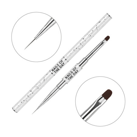 Pincel doble punta oval 11 mm y liner 11 mm, para gel y líneas fina de pelo sintético NAILSOFTHEDAY