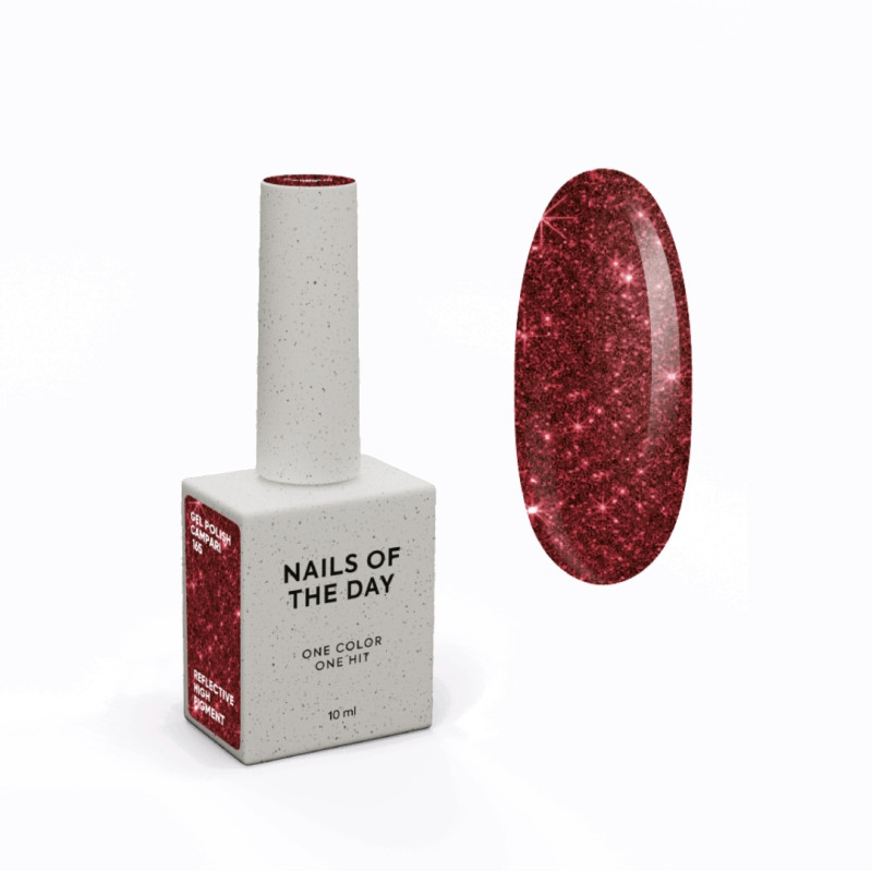 Esmalte semipermanente Campari NAILSOFTHEDAY, rojo reflectante, 10ml