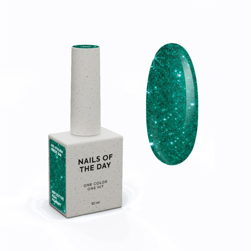 Esmalte semipermanente Verde NAILSOFTHEDAY, verde reflectante, 10ml