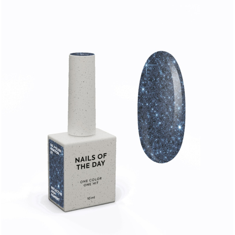 Esmalte semipermanente Aviation NAILSOFTHEDAY, azul-gris reflectante, 10ml