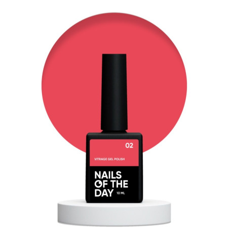 Esmalte semipermanente Vitrage 02 NAILSOFTHEDAY, rojo transparente, 10ml