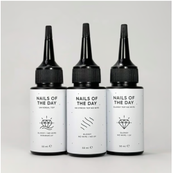 Top Glossy No Wipe NAILS OF THE DAY, top brillante sin capa pegajosa y con filtros UV, 50 ml