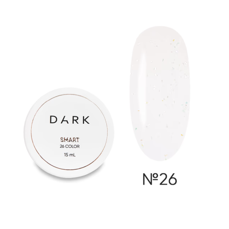 Constructor Dark Smart Builder Gel 26, blanco con microbrillo, 15 ml