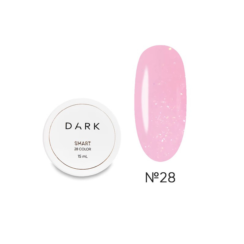 Constructor Dark Smart Builder Gel 28, rosa con microbrillo, 15 ml