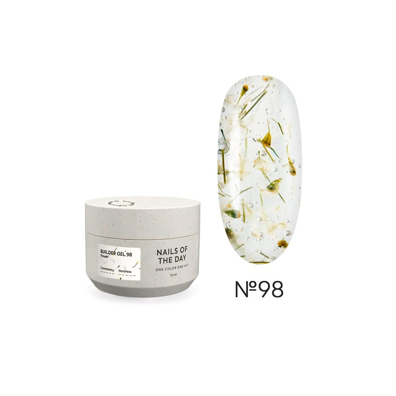 Builder Gel 98 Flower NAILSOFTHEDAY, gel constructorcon flores secas, 15 ml