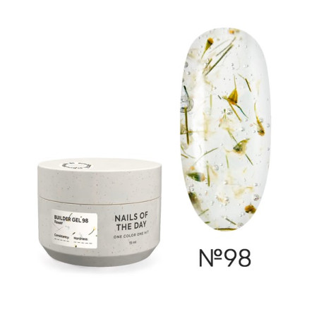 Builder Gel 98 Flower NAILSOFTHEDAY, gel constructorcon flores secas, 15 ml