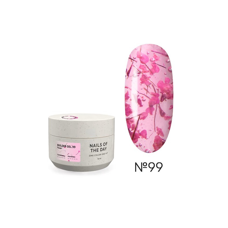 Builder Gel 99 Flower NAILSOFTHEDAY, gel constructorcon flores secas, 15 ml