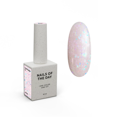 Potal Base 34 NAILSOFTHEDAY, Rosa Pálido con Copos Holográficos,10 ml