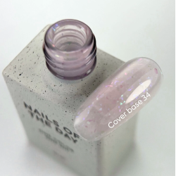 Potal Base 34 NAILSOFTHEDAY, Rosa Pálido con Copos Holográficos,10 ml