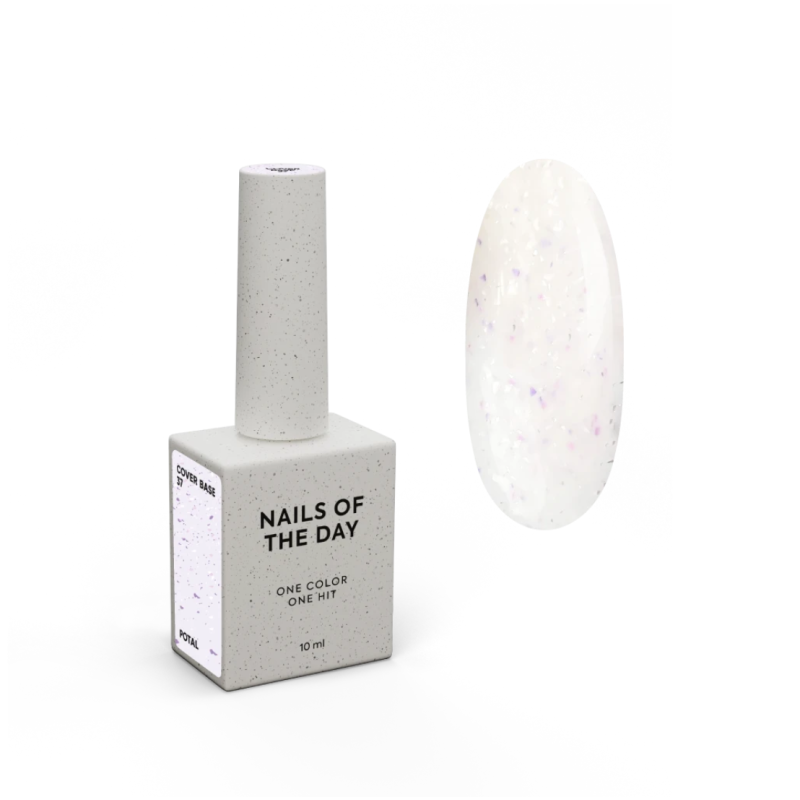 Potal Base 37 NAILSOFTHEDAY, Milky con Copos Violeta y Plata,10 ml
