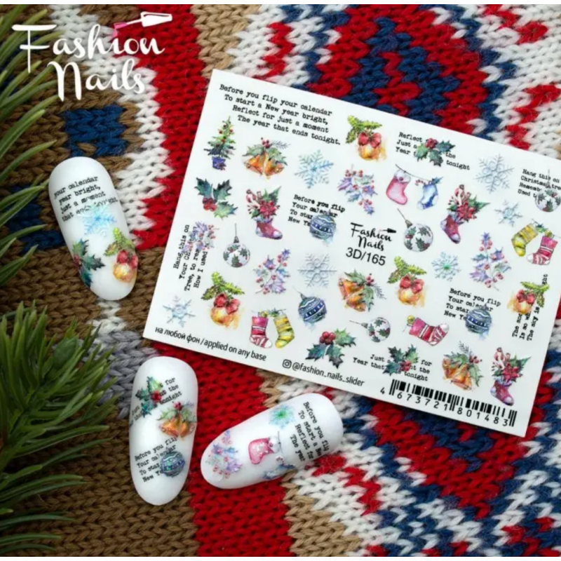 Pegatina al agua para navidad 3D-165