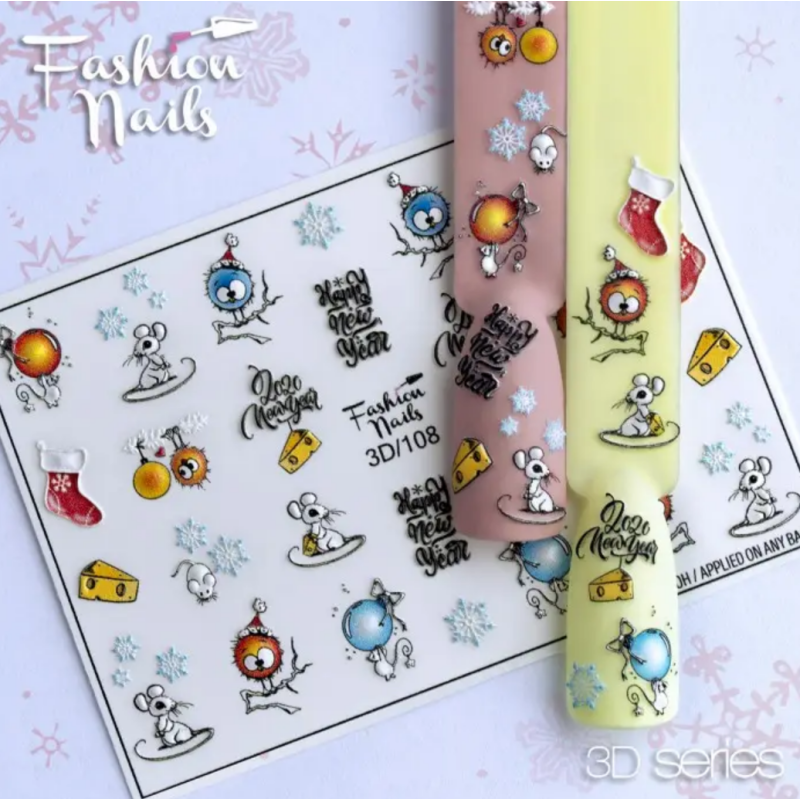 Pegatina al agua para navidad 3D-108