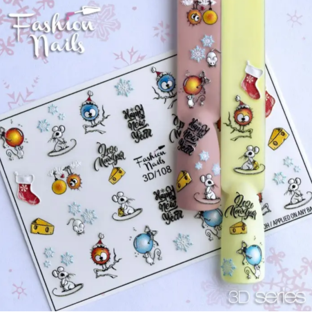 Pegatina al agua para navidad 3D-108