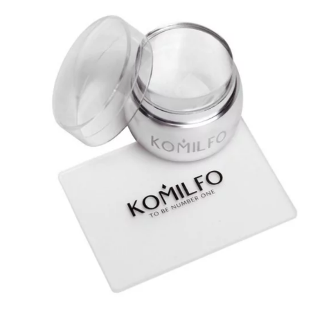 Kit de stamping, Sello para estampar y raspador Komilfo, plata