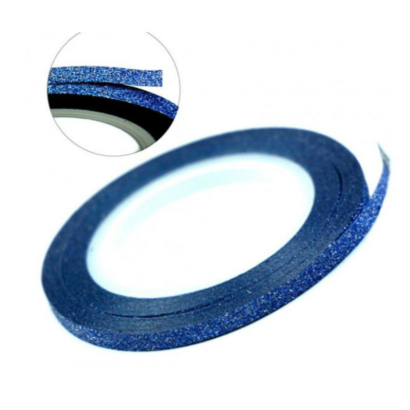Cinta adhesiva, azul purpurina, 3mm