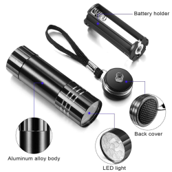 Lámpara LED/UV Linterna, 9W, negro