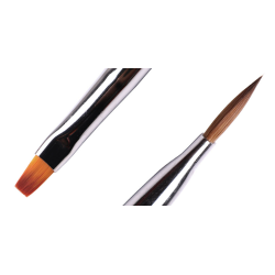 Pincel Doble Acrílico 6K (Kolinsky)/ Gel Flat 6(Nylon), Komilfo