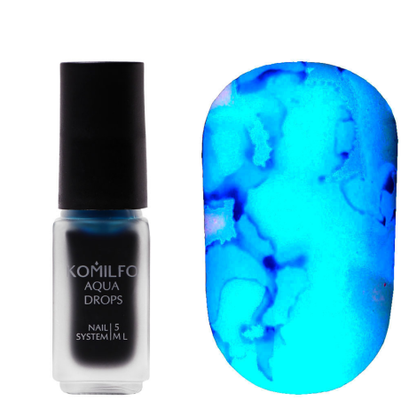 Pintura Efecto Acuarela Liquida, Aqua Drops Komilfo, Azul Nº009, 5ml