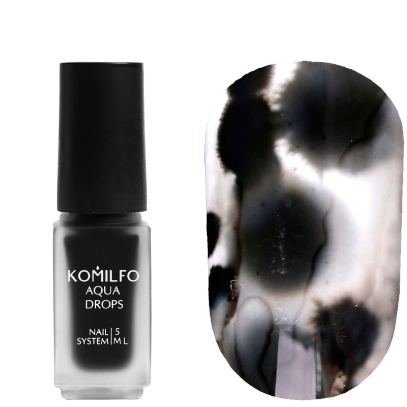 Pintura Efecto Acuarela Liquida, Aqua Drops Komilfo, Negro Nº001, 5ml