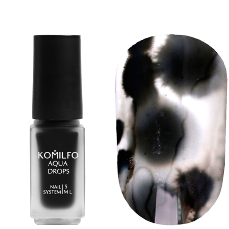 Pintura Efecto Acuarela Liquida, Aqua Drops Komilfo, Negro Nº001, 5ml