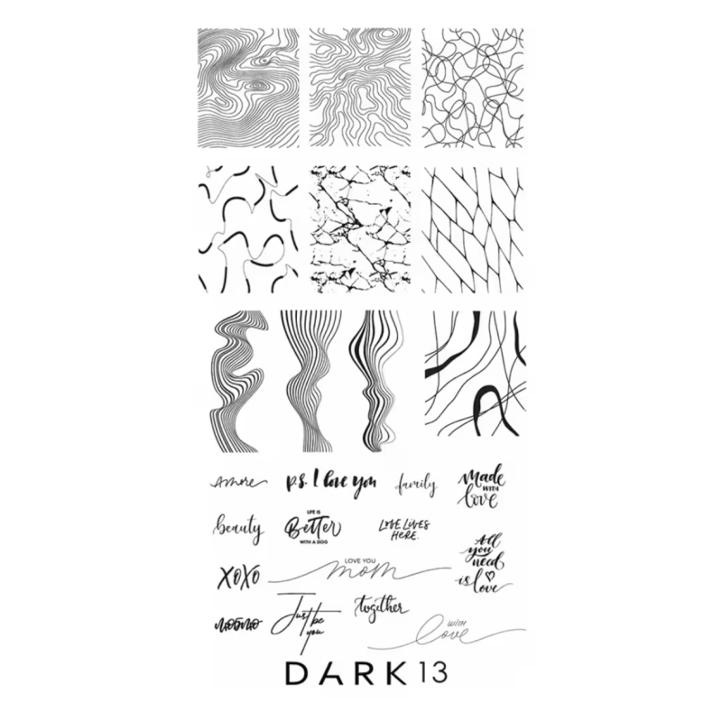 Placa Stamping DARK 13 Inscripciones y Lineas, (Pequeña)